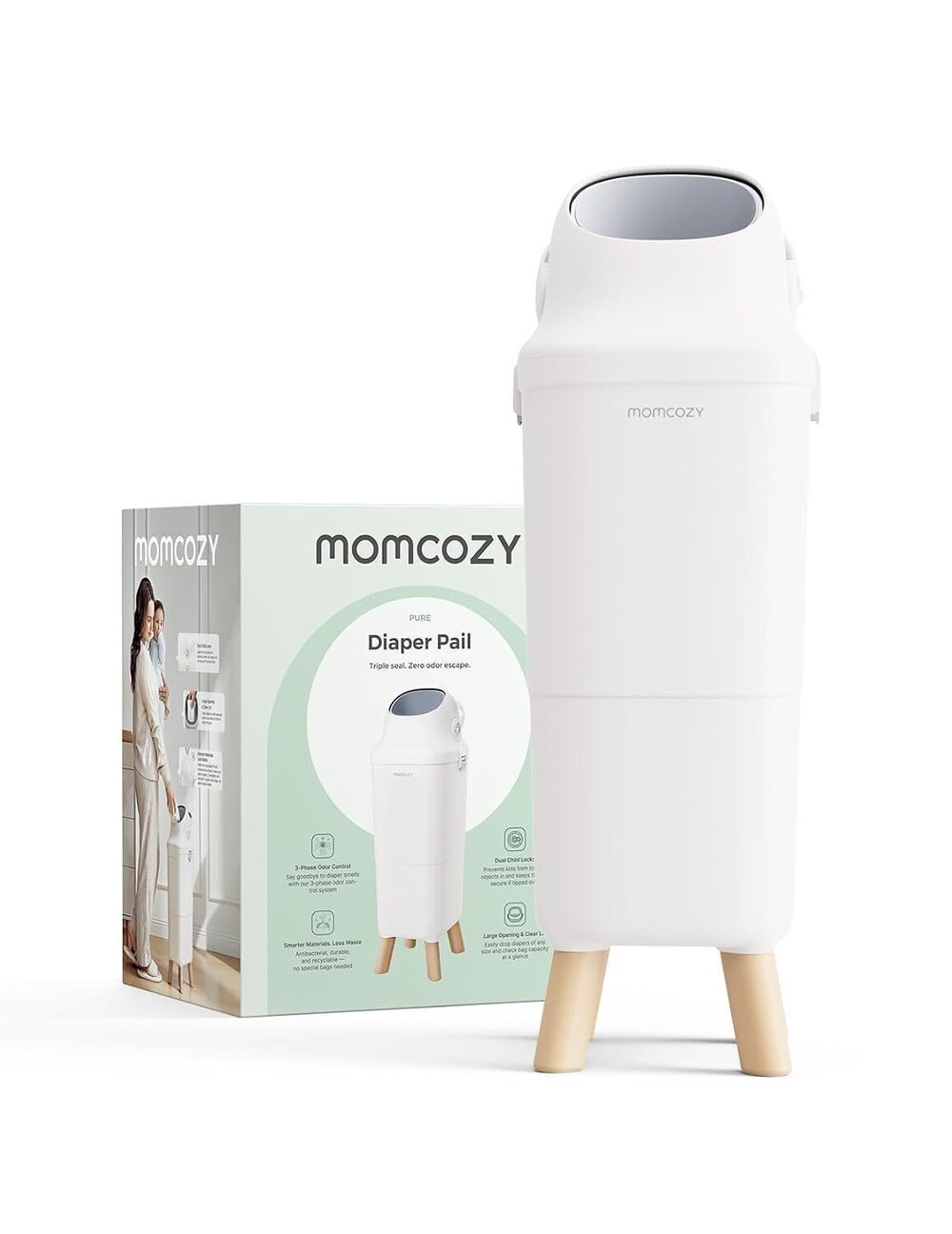 Diaper Pail, Triple-Seal Odor Control, Fits Standard Trash Bags